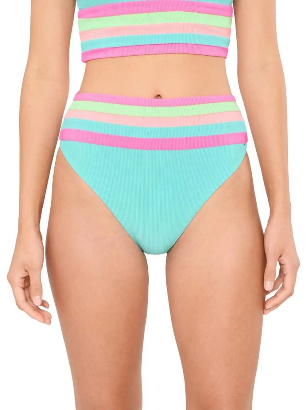New! Beach Riot Hibiscus Cove Colorblock Millie High Waist Bottoms 34119